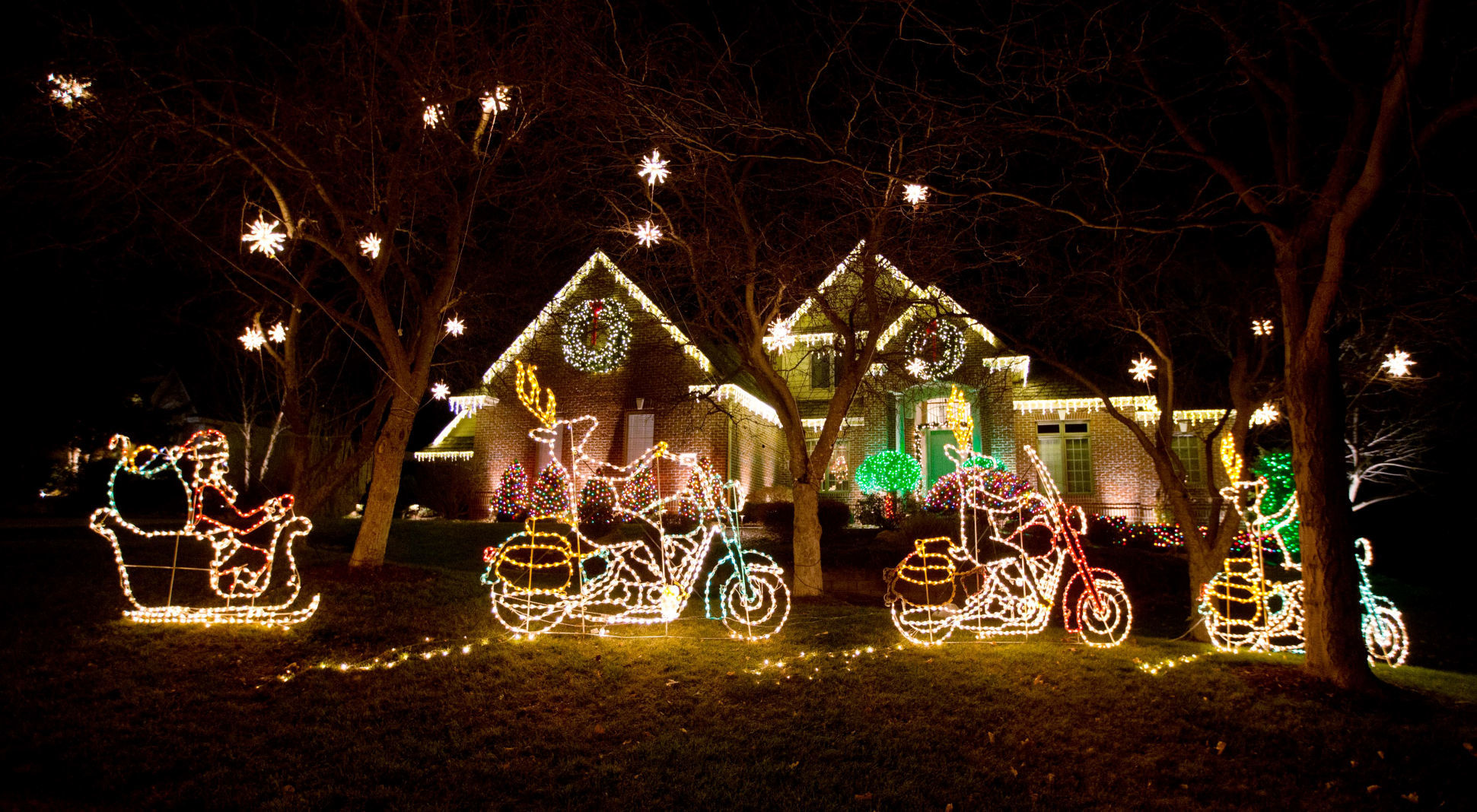 Christmas lights on display at a home near 182nd and Shadow Ridge Drive.